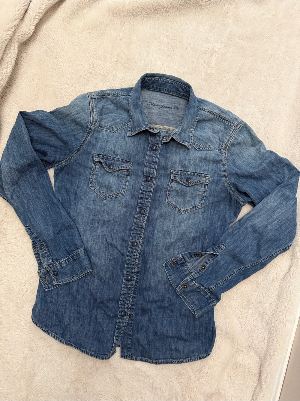 Mavi | Denim Button-Down Shirt in Blue | M